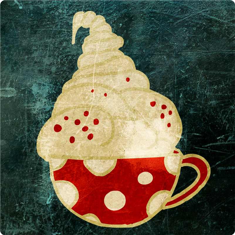 Creamy Goodiness with Red Nonpareil. Limited edition pigment ink miniprint (8x8cm, ed.50).